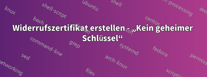 Widerrufszertifikat erstellen - „Kein geheimer Schlüssel“