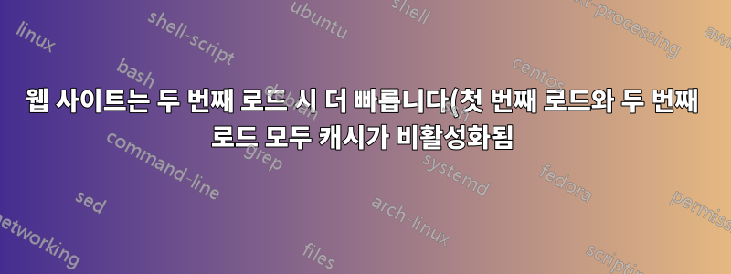 웹 사이트는 두 번째 로드 시 더 빠릅니다(첫 번째 로드와 두 번째 로드 모두 캐시가 비활성화됨).