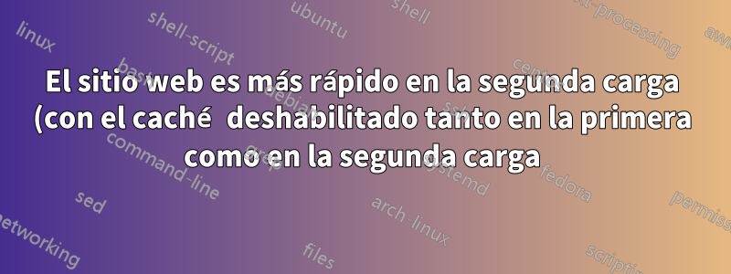 El sitio web es más rápido en la segunda carga (con el caché deshabilitado tanto en la primera como en la segunda carga)