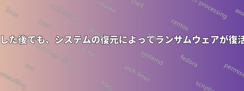 ウイルス対策ソフトを使用した後でも、システムの復元によってランサムウェアが復活してしまうのでしょうか?