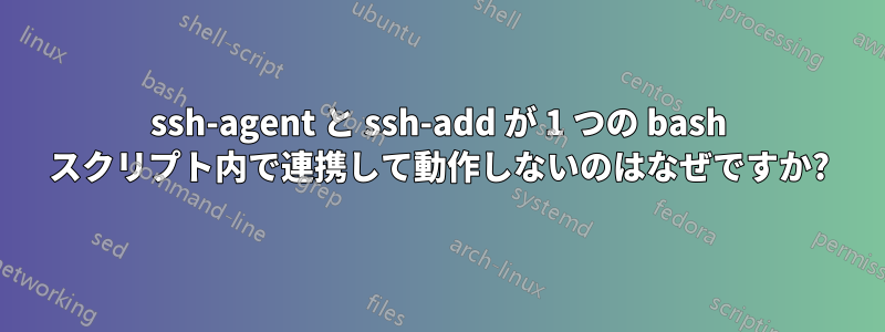 ssh-agent と ssh-add が 1 つの bash スクリプト内で連携して動作しないのはなぜですか?