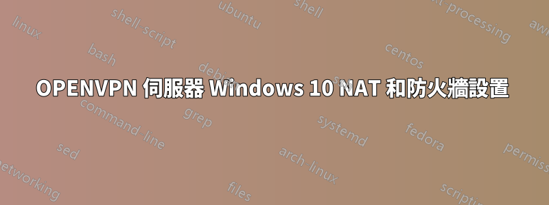 OPENVPN 伺服器 Windows 10 NAT 和防火牆設置