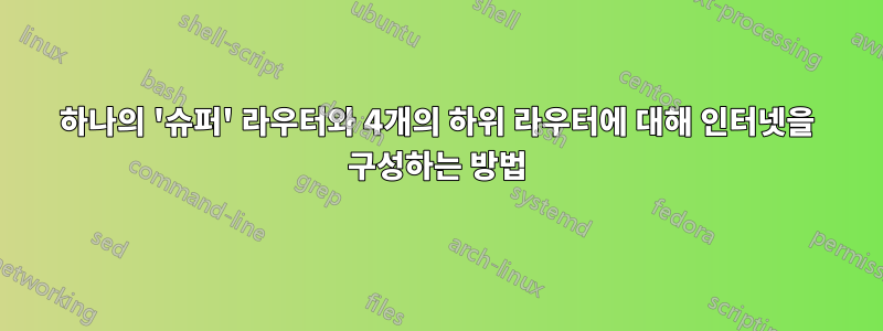 하나의 '슈퍼' 라우터와 4개의 하위 라우터에 대해 인터넷을 구성하는 방법