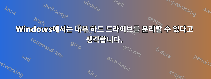 Windows에서는 내부 하드 드라이브를 분리할 수 있다고 생각합니다.