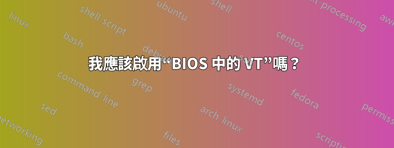我應該啟用“BIOS 中的 VT”嗎？