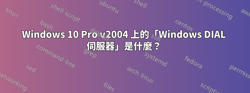 Windows 10 Pro v2004 上的「Windows DIAL 伺服器」是什麼？