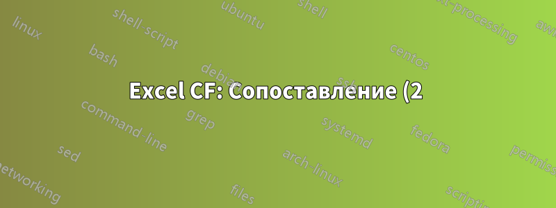 Excel CF: Сопоставление (2) столбцов текста, которые начинаются одинаково, заканчиваются по-разному