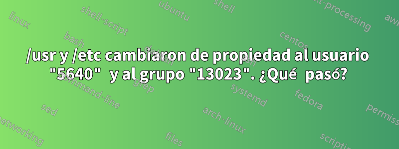 /usr y /etc cambiaron de propiedad al usuario "5640" y al grupo "13023". ¿Qué pasó?