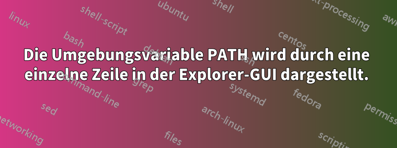 Die Umgebungsvariable PATH wird durch eine einzelne Zeile in der Explorer-GUI dargestellt.