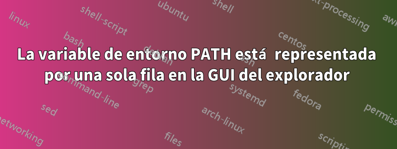 La variable de entorno PATH está representada por una sola fila en la GUI del explorador