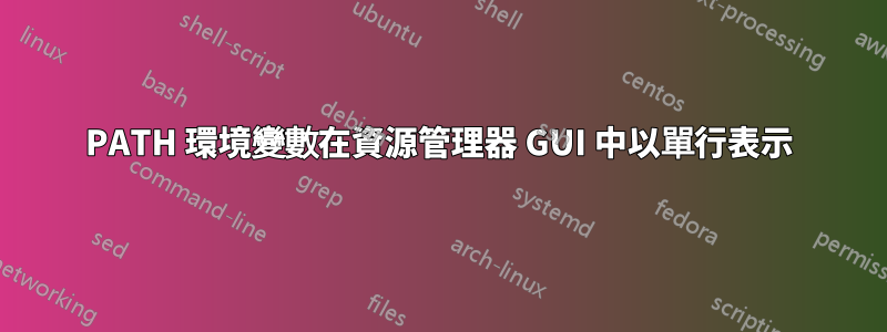 PATH 環境變數在資源管理器 GUI 中以單行表示