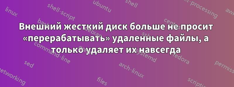 Внешний жесткий диск больше не просит «перерабатывать» удаленные файлы, а только удаляет их навсегда