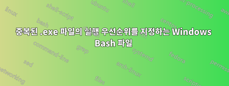 중복된 .exe 파일의 실행 우선순위를 지정하는 Windows Bash 파일