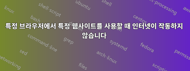특정 브라우저에서 특정 웹사이트를 사용할 때 인터넷이 작동하지 않습니다