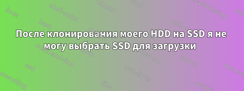 После клонирования моего HDD на SSD я не могу выбрать SSD для загрузки 