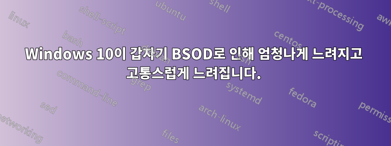 Windows 10이 갑자기 BSOD로 인해 엄청나게 느려지고 고통스럽게 느려집니다.