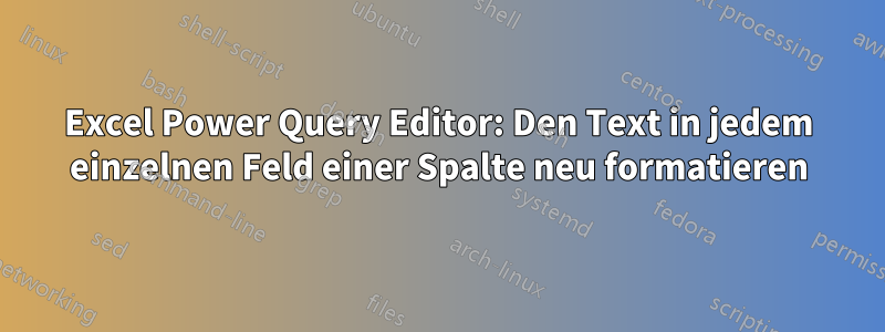 Excel Power Query Editor: Den Text in jedem einzelnen Feld einer Spalte neu formatieren