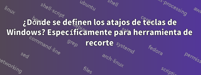 ¿Dónde se definen los atajos de teclas de Windows? Específicamente para herramienta de recorte