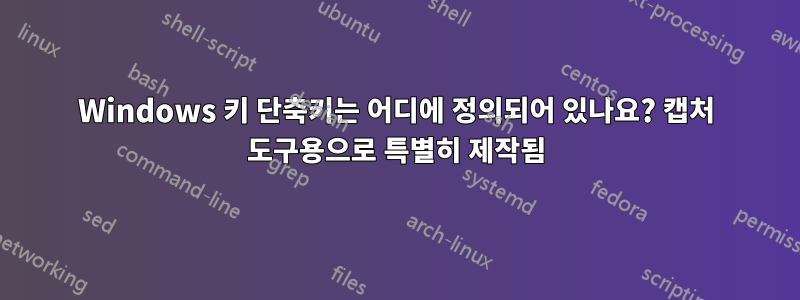 Windows 키 단축키는 어디에 정의되어 있나요? 캡처 도구용으로 특별히 제작됨