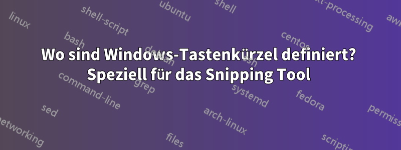 Wo sind Windows-Tastenkürzel definiert? Speziell für das Snipping Tool