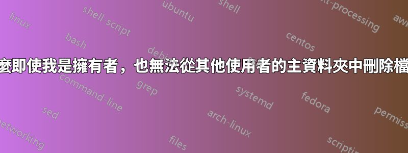 為什麼即使我是擁有者，也無法從其他使用者的主資料夾中刪除檔案？