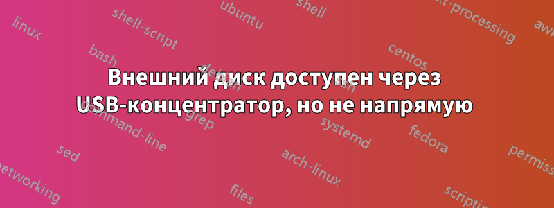 Внешний диск доступен через USB-концентратор, но не напрямую