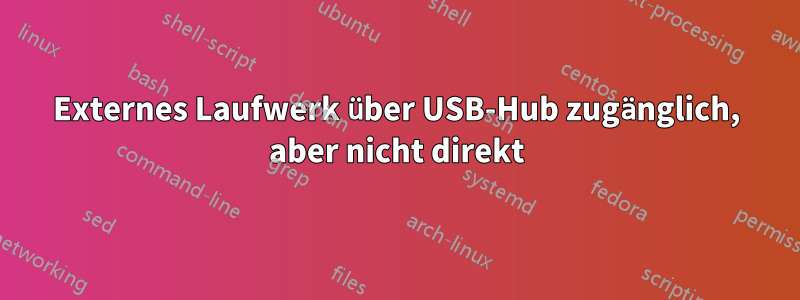 Externes Laufwerk über USB-Hub zugänglich, aber nicht direkt