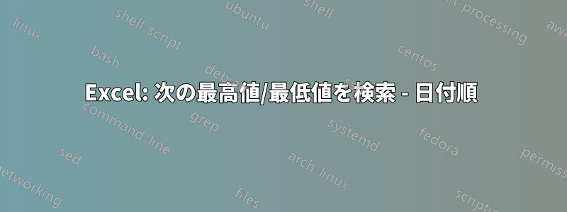 Excel: 次の最高値/最低値を検索 - 日付順