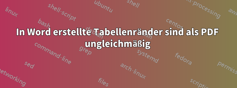 In Word erstellte Tabellenränder sind als PDF ungleichmäßig