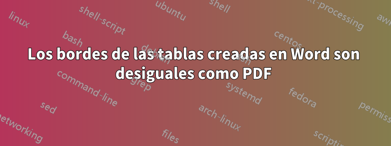 Los bordes de las tablas creadas en Word son desiguales como PDF