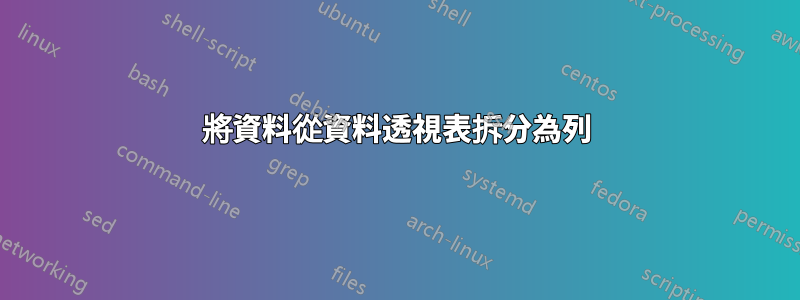 將資料從資料透視表拆分為列