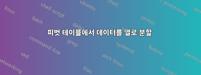 피벗 테이블에서 데이터를 열로 분할