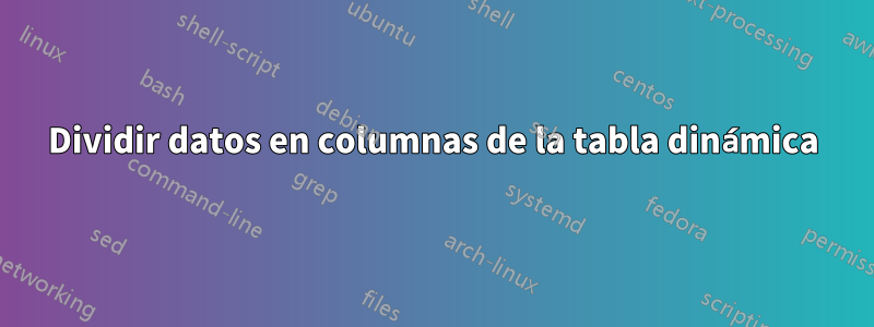 Dividir datos en columnas de la tabla dinámica