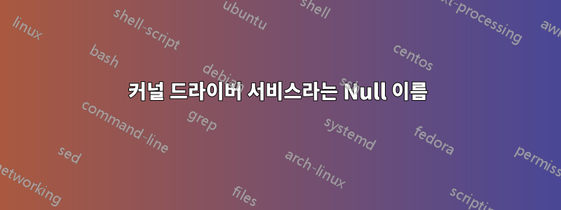 커널 드라이버 서비스라는 Null 이름
