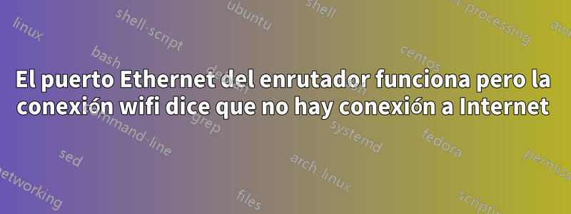 El puerto Ethernet del enrutador funciona pero la conexión wifi dice que no hay conexión a Internet