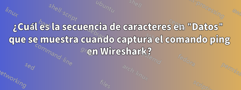 ¿Cuál es la secuencia de caracteres en "Datos" que se muestra cuando captura el comando ping en Wireshark?