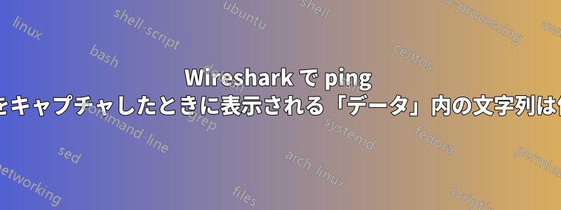 Wireshark で ping コマンドをキャプチャしたときに表示される「データ」内の文字列は何ですか?