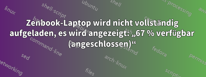 Zenbook-Laptop wird nicht vollständig aufgeladen, es wird angezeigt: „67 % verfügbar (angeschlossen)“