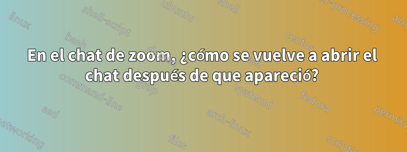 En el chat de zoom, ¿cómo se vuelve a abrir el chat después de que apareció?