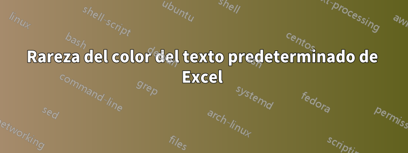 Rareza del color del texto predeterminado de Excel