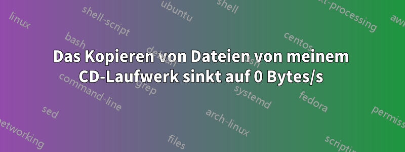 Das Kopieren von Dateien von meinem CD-Laufwerk sinkt auf 0 Bytes/s