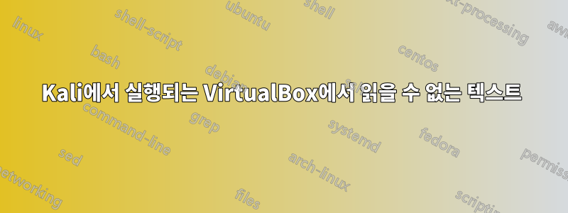 Kali에서 실행되는 VirtualBox에서 읽을 수 없는 텍스트