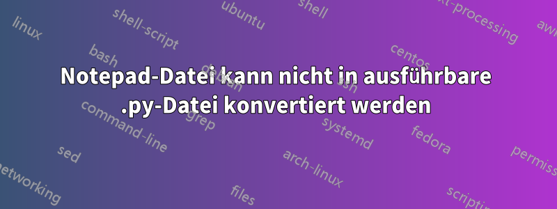 Notepad-Datei kann nicht in ausführbare .py-Datei konvertiert werden