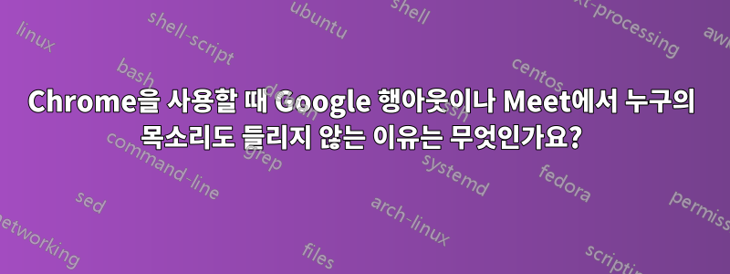 Chrome을 사용할 때 Google 행아웃이나 Meet에서 누구의 목소리도 들리지 않는 이유는 무엇인가요?