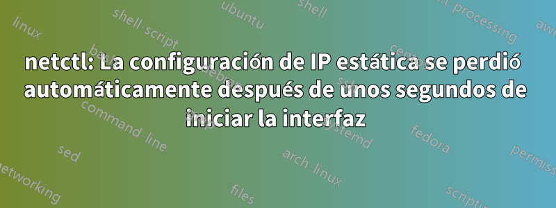 netctl: La configuración de IP estática se perdió automáticamente después de unos segundos de iniciar la interfaz