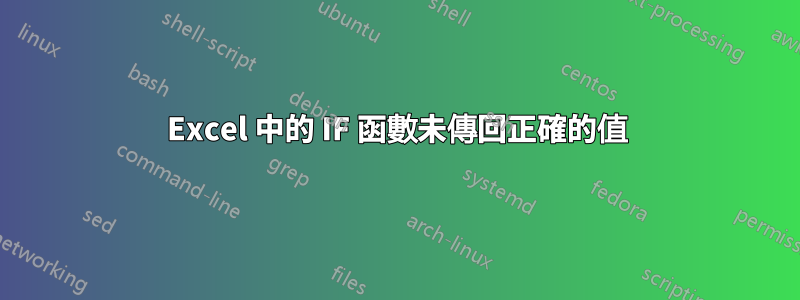 Excel 中的 IF 函數未傳回正確的值