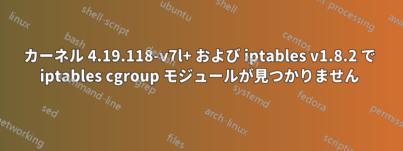 カーネル 4.19.118-v7l+ および iptables v1.8.2 で iptables cgroup モジュールが見つかりません