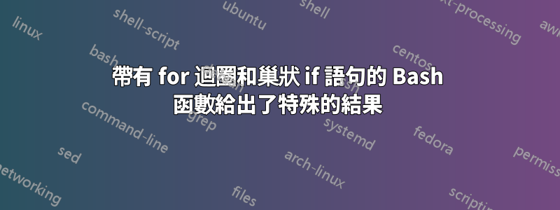 帶有 for 迴圈和巢狀 if 語句的 Bash 函數給出了特殊的結果