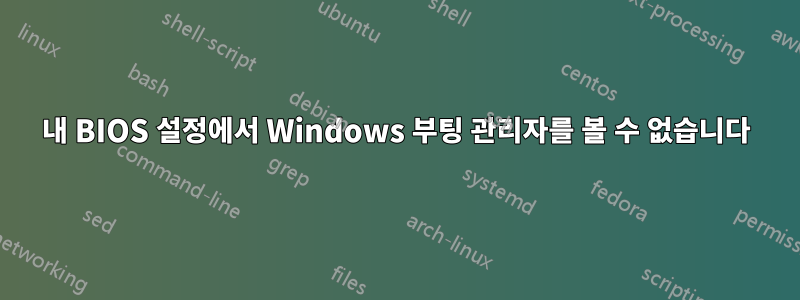 내 BIOS 설정에서 Windows 부팅 관리자를 볼 수 없습니다