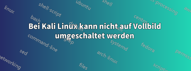 Bei Kali Linux kann nicht auf Vollbild umgeschaltet werden